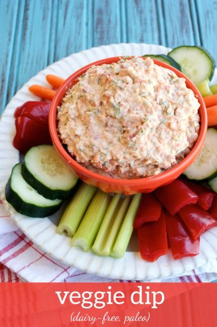 veggie dip with cucumbers, carrots and celery on a plate