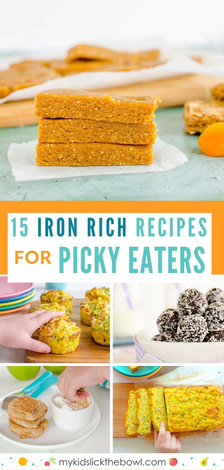 the cover of 15 iron rich recipes for picky eaters