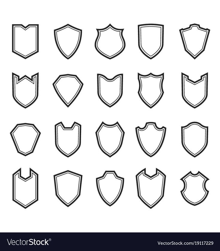 the different types of shields in black and white