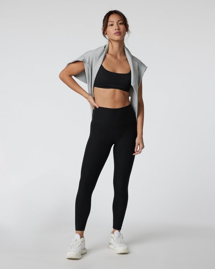 The 2-inch shorter version of our super soft Clean Elevation Legging: Designed with a soft suede feel and complete coverage, this ultra high-rise legging features performance knit made from recycled materials that's moisture wicking and includes a hidden zipper pocket but sans side seams for superior movement. Great for your daily on the go. | Vuori Clean Elevation Legging-Short | Black Heather | Large Vuori makes premium performance apparel inspired by the active Coastal California lifestyle; a Black Short Leggings, Iron Woman, Coastal California, California Lifestyle, Extraordinary Life, High Rise Leggings, Short Leggings, Performance Outfit, Sustainable Fabrics