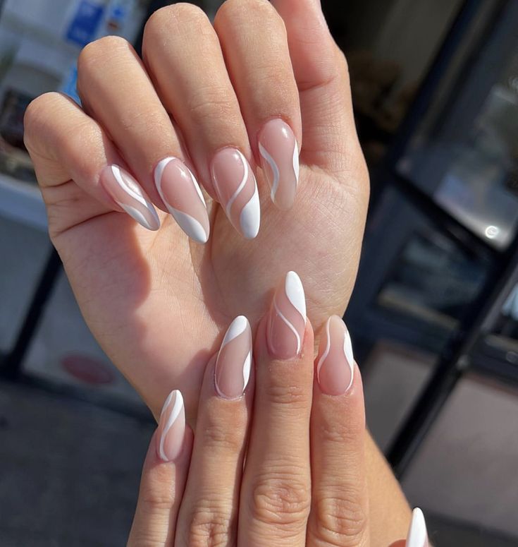 Almond Acrylic Nails Designs, White Almond Nails, Formal Nails, White Acrylic Nails, Rose Nails, Almond Acrylic Nails, White Nail Designs, Nails 2023, Floral Nails