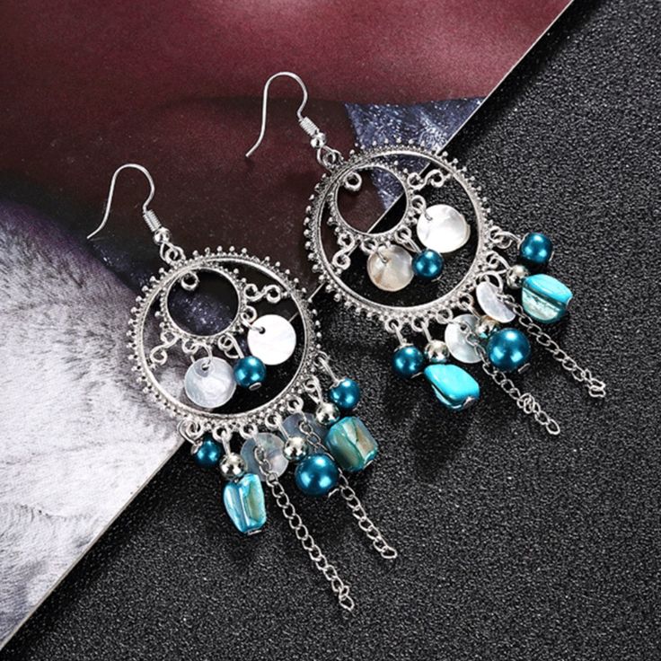 * Size -> 2.8" X 1.4" * Material -> Alloy, Plastic My Bundle Deal! { Get 15% Off W/ 3+ Items } ->Plus, Receive A Free Gift >>Offer Friendly Closet<< >{ All Fair Values Accepted }< Blue Metal Beaded Earrings With Colorful Beads, Blue Metal Beaded Drop Earrings, Silver Earrings With Colorful Beads, Blue Metal Beaded Dangle Earrings, Blue Metal Beaded Earrings, Blue Beaded Metal Earrings, Blue Metal Beaded Earrings For Party, Blue Earrings With Colorful Metal Beads, Bohemian Blue Beaded Earrings With Silver Beads