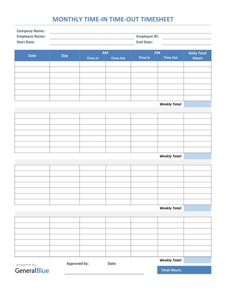 a printable time out sheet for employees