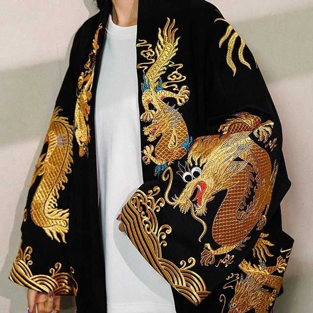 Embroidered Japanese Style Coat | Eiyo Kimono