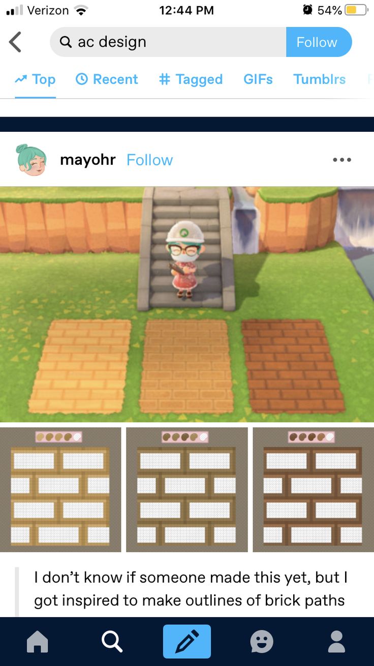 a screenshot of an animal crossing game with the caption that reads, i don't know if someone made this yet but i got inspired to make out of brick paths