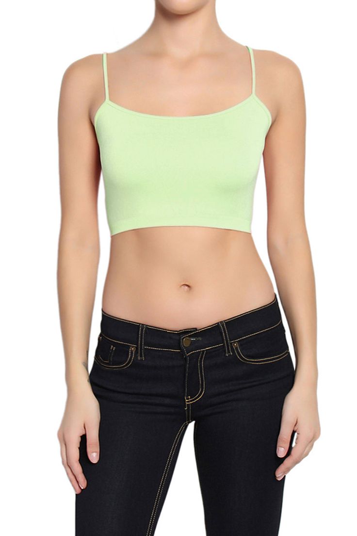 Malta Seamless Strappy Bralette Green Spaghetti Strap Crop Top With Built-in Bra, Green Camisole Crop Top With Built-in Bra, Spring Scoop Neck Crop Top With Built-in Bra, Scoop Neck Crop Top With Built-in Bra For Spring, Spring Cami Sports Bra With Built-in Bra, Stretch Cropped Camisole With Built-in Bra, Trendy Seamless Camisole, Summer Cami Sports Bra With Built-in Bra, Solid Crop Top Camisole With Built-in Bra