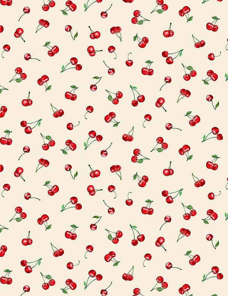 a pattern with cherries on a white background