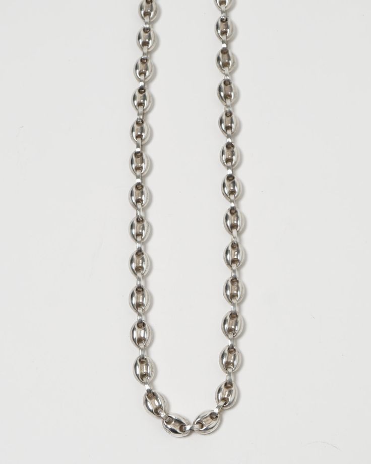 Silver Anchor Chain Necklace Silver Sterling Chunky Chain Necklace, Silver Sterling Silver Chunky Chain Necklace, Silver Chunky Chain Long Necklace, Silver Chunky Chain Necklace In Sterling Silver, Polished Silver Metal Chain Necklace, Silver Polished Chain Necklace, Silver Chain Necklace With Polished Finish, Classic Silver Necklace With Chunky Chain, Silver Oval Cable Chain Necklace