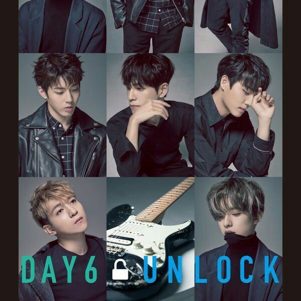 collage of photos of young men with guitar and text reading day 6 unlock