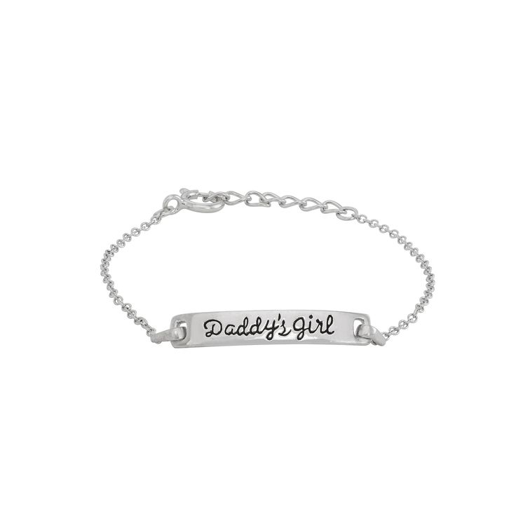 She'll love accessorizing her favorite looks with this Charming Girl sterling silver bracelet.Click on this JEWELRY & WATCHES GUIDE to learn about fit, styles, materials and more! Length: 5 in. Clasp: spring-ring Metal: sterling silver Plating: rhodium Finish: polished Nickel free Packaging: boxed Size: 6". Gender: female. Age Group: kids. Adjustable Silver Name Bracelet With Lobster Clasp, Trendy Personalized Sterling Silver Bracelets, Trendy Silver Name Bracelet For Friendship, Trendy Personalized Silver Bracelet, Trendy Silver Name Bracelets, Trendy Silver Name Bracelet, Trendy Silver Personalized Bracelets, Trendy Silver Bracelets With Name, Daddy Bracelet