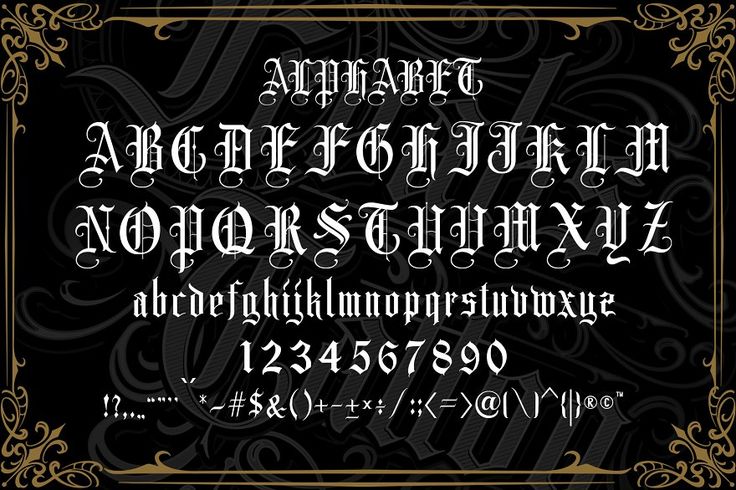 an old fashioned gothic font and numbers