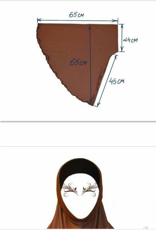 the size and measurements of a woman's head wearing a headscarf