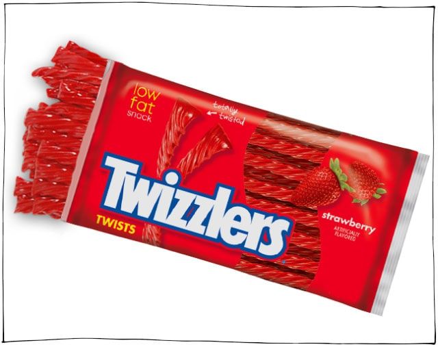 twozer's twists strawberry flavor candy bar