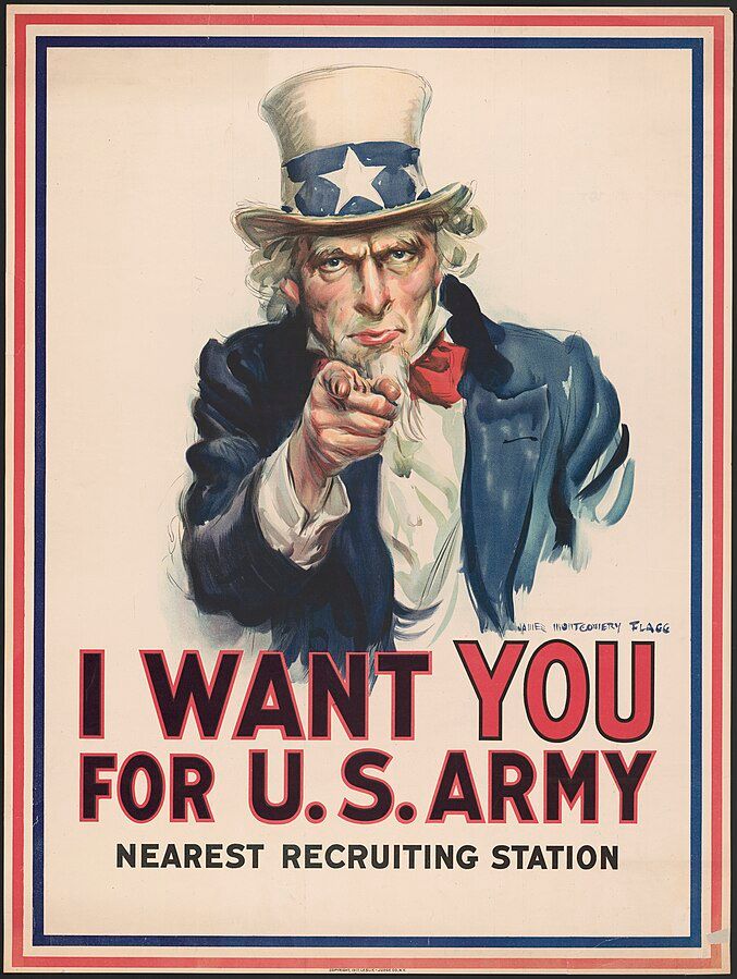 an uncle lincoln poster with the words i want you for u s army nearest recruting station