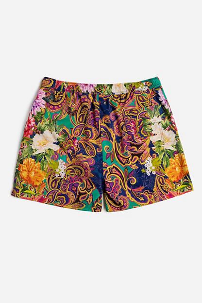 Offering comfort and unmistakable style, the Paisley Mix Men's Short Swim Trunks belong at the top of your vacation packing list. These swim trunks feature an elastic waistband with drawstring for a customizable fit and are lined with a brief for comfort. Pair with the Paisley Heart Men's Cover Up Shirt to complete the look. Johnny Was Men's Paisley Heart Mens Short Swim Trunk, Size Small Casual Swim Trunks For Travel During Beach Season, Beachwear Bottoms With Elastic Waistband For Travel, Spring Beachwear Swimwear For Leisure, Spring Leisure Beachwear Swimwear, Beachwear Bottoms For Beach Season Travel, Beachwear Bottoms For Travel And Beach Season, Beachwear Bottoms For Travel During Beach Season, Casual Swim Trunks For Summer Travel, Casual Swim Trunks For Travel In Summer