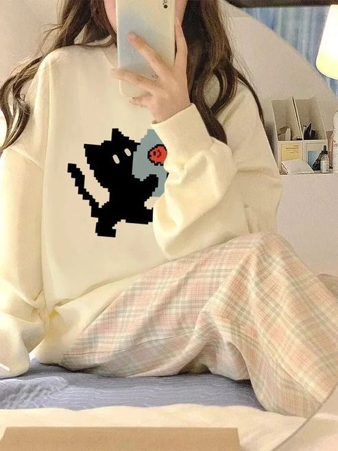 Winter Whispers Cute Crewneck Sweatshirt �– itsshirty Japanese 2000s, Cute Crewneck Sweatshirt, Tops Winter, Cute Crewneck, Kawaii Y2k, Crewneck Sweatshirt Women, 2000s Style, Long Puffer Coat, Chic Shirts