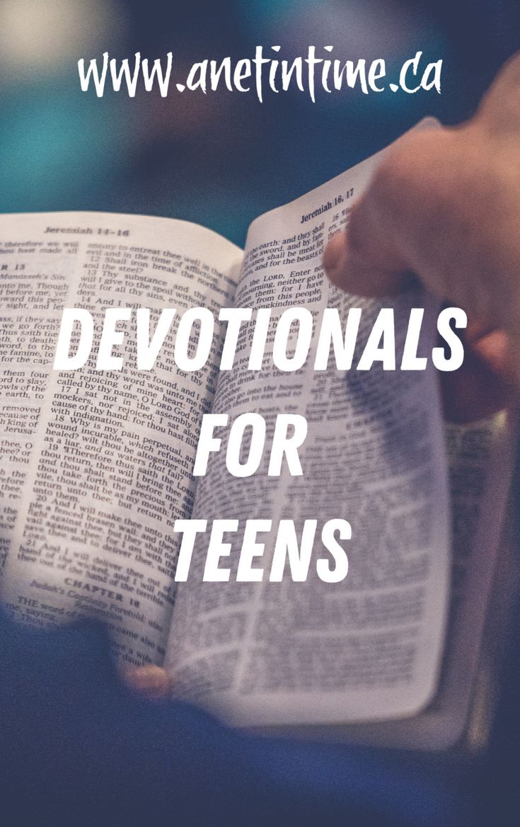 someone is holding an open book with the words, devotanals for teens