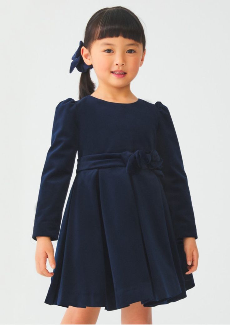 Abel & Lula Girls Iconic Navy Velvet Dress | HONEYPIEKIDS | Kids Boutique Clothing Navy Blue Velvet Dress, Navy Velvet Dress, Glitter Jacket, Girls Communion Dresses, Mixed Media Dress, Lace Top Dress, Blue Velvet Dress, Ditsy Floral Dress, Navy Blue Velvet