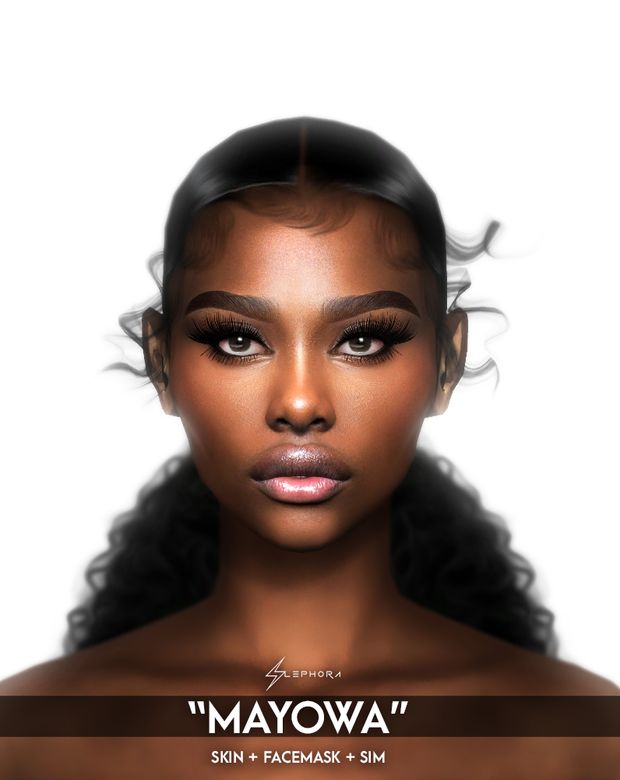 "MAYOWA" SKIN + FACEMASK + OVERLAY + SIM | SLEPHORA Makeup Mods Sims 4, Sims 4 Black Female Skin Overlay, Sims 4 Body Accessories, Sims 4 Mods Skin Overlay, Sims 4 Cc Female Skins, S4cc Skin Overlay, Female Skin Overlay Sims 4 Cc, Black Sims 4 Cc Skin Details, Ts4 Skins Cc