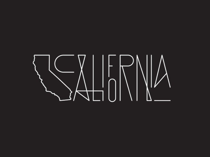 the word california written in white on a dark background with an outline of the state