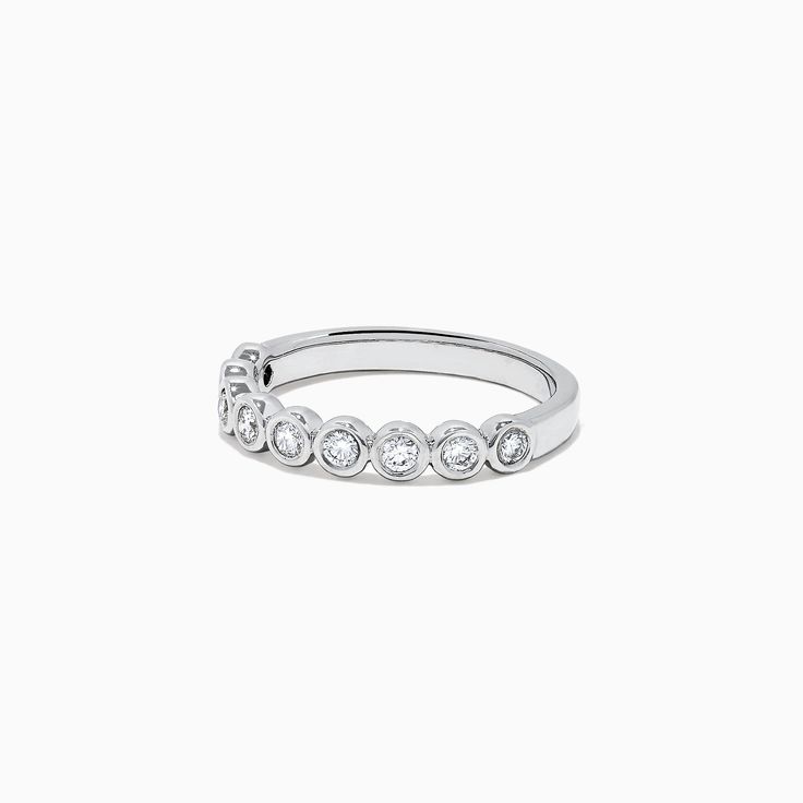 Effy Pave Classica 14K White Gold Diamond Bezel Set Ring, 0.35 TCW Formal Stackable Rings With Smooth Bezel, Fine Jewelry Bezel Set Stackable Rings For Anniversary, Timeless Bezel Setting Stackable Rings For Anniversary, Classic Bezel Set Diamond Ring For Anniversary, Classic Bezel Setting Stackable Rings For Anniversary, Classic Diamond Ring With Bezel Setting For Anniversary, Classic Stackable Rings With Bezel Setting For Anniversary, Elegant Stackable Rings With Smooth Bezel For Anniversary, Stackable 14k White Gold Diamond Ring