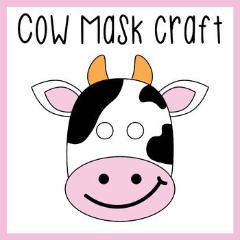 a cow with horns and the words cow mask craft on it's face is shown