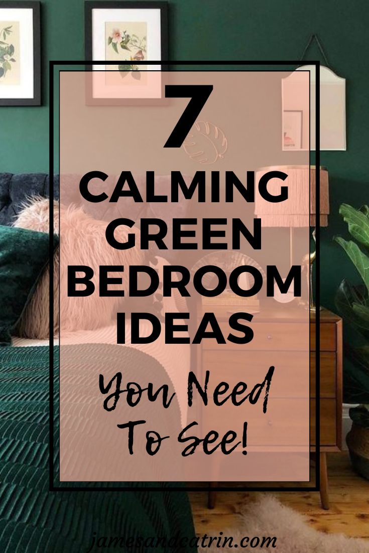 a bedroom with green walls and bedding that says 7 calming green bedroom ideas you need to see