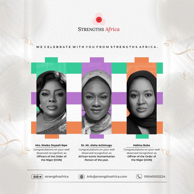 three women with headscarves on their heads are shown in this ad for strength africa