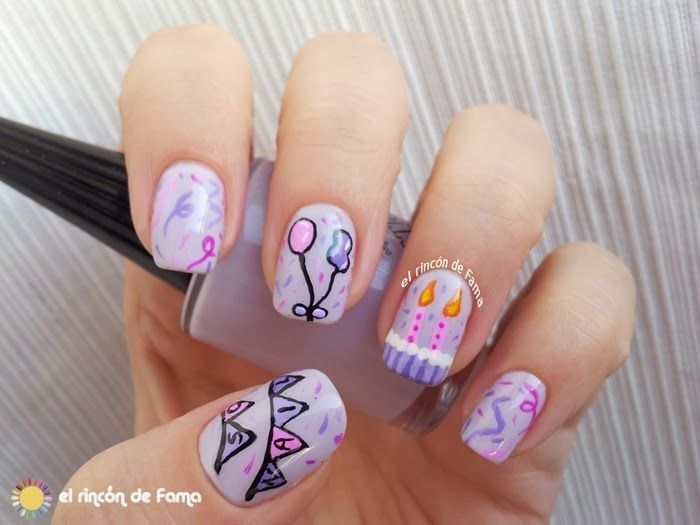 Birthday Party Nails, Nails April, Birthday Nail Art, Split Nails, Birthday Nail Designs, Birthday Nail, Party Nails, Nail Plate, Magnetic Eyelashes