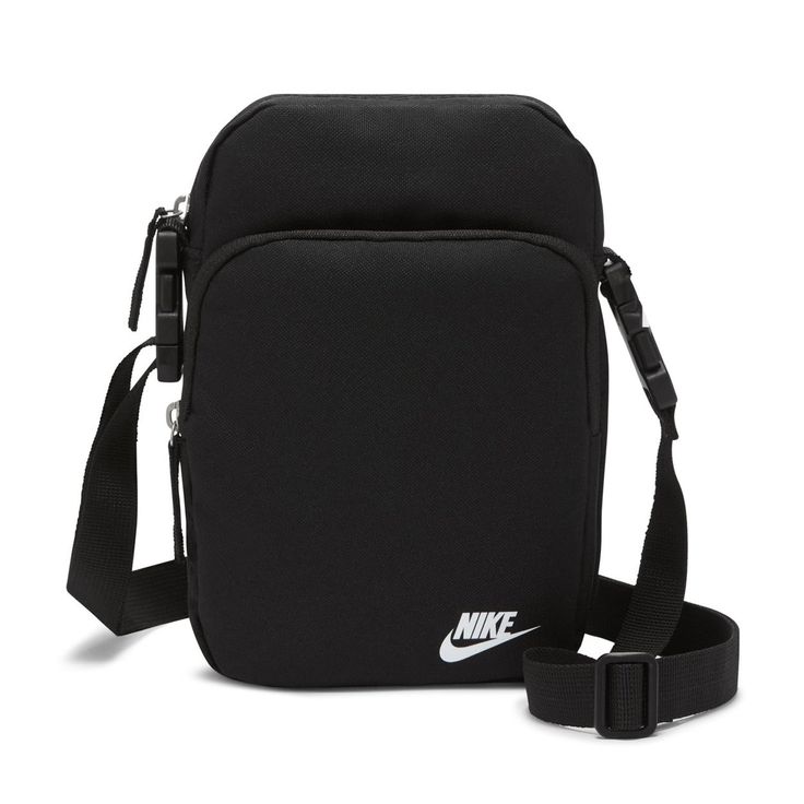 Gear up on the go with the Nike Sportswear Heritage Crossbody Pack. An adjustable strap allows you to customize the fit to wear this pack across your body. Zippered pockets allow for convenient and secure small-item storage while you're out having fun. Zippered main compartment securely stores your things. Lock-in clasp closure. Inside pocket keeps small items organized. Adjustable crossbody strap for versatile carrying options. Dimensions: 9"" H x 6"" W x 3"" D. Shell: 100% densely woven polyes Nike Crossbody Bag, Mochila Nike, Nike Sb Zoom, Nike Bags, Small Item Storage, Nike Blazer, Black Crossbody, Black Cross Body Bag, Sport Bag