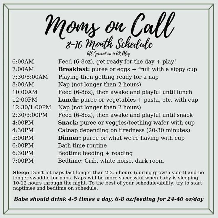 a flyer for moms on call and 10 - month schedule with instructions to help them