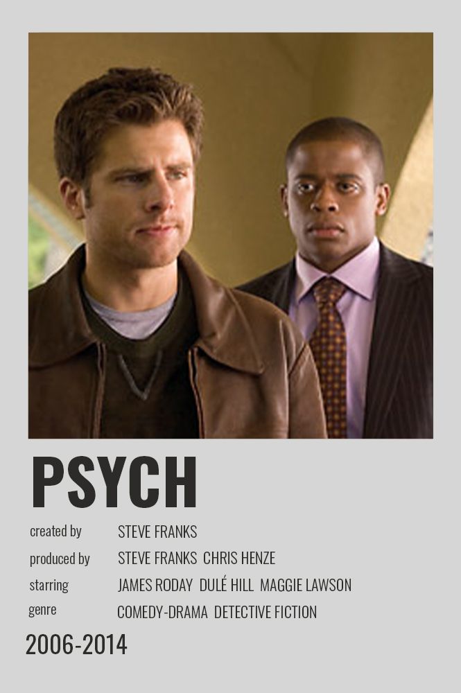 the poster for psych shows two men standing next to each other, one wearing a jacket and tie