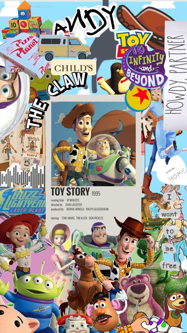 an advertisement for toy story with cartoon characters