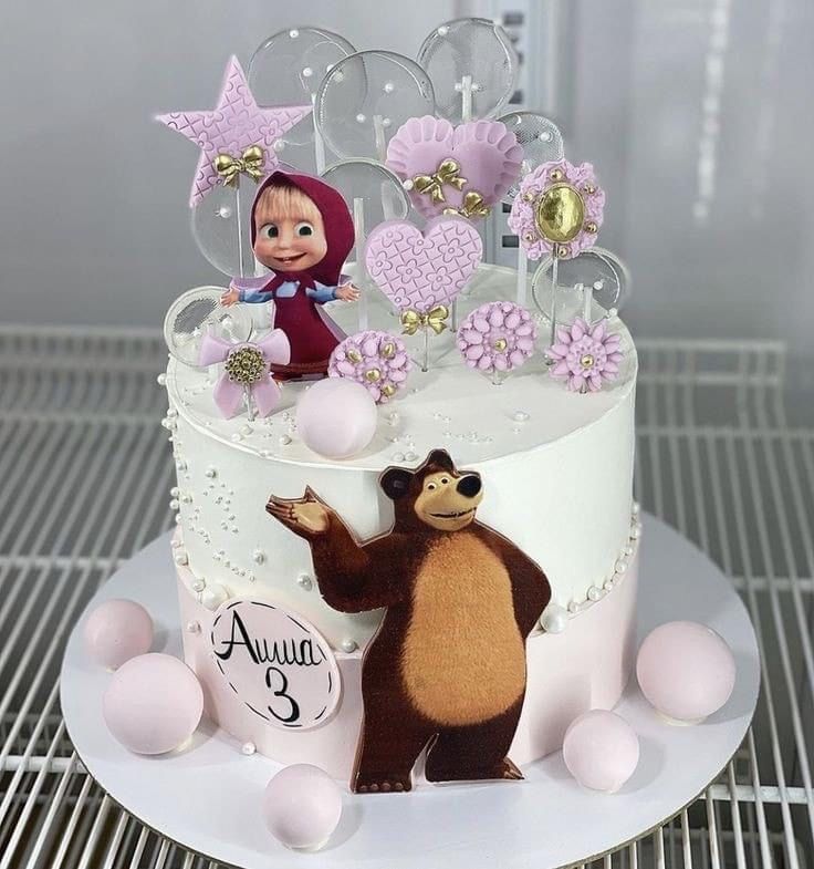 Cake For Girls Birthday Kids, Cake Designs For Girls Kids, Kids Cakes For Girls Birthdays, 2 Birthday Cake Girl, Masha Cake Birthday, 2nd Birthday Cake For Girl, 3rd Birthday Cake For Girl, Cake For Kids Girl, Birthday Cake Girls Kids