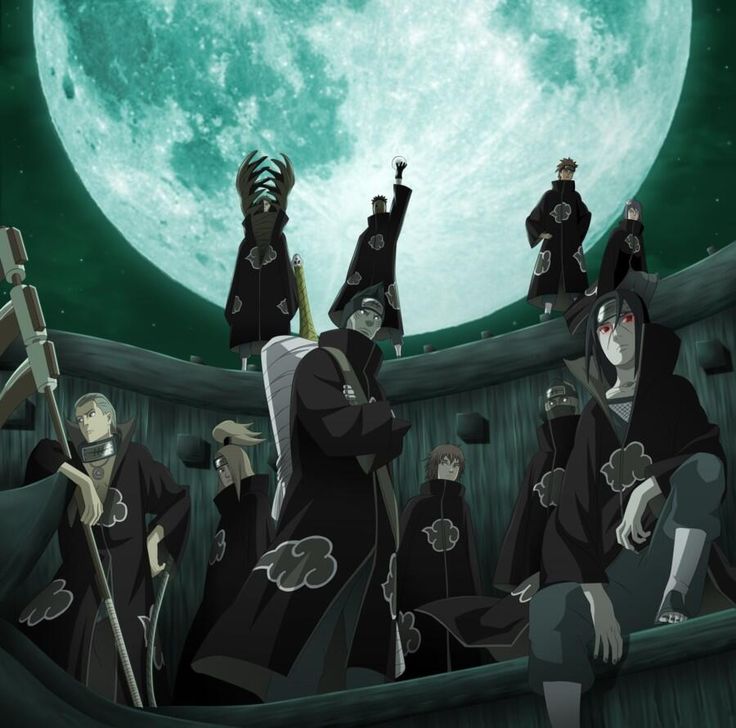 some anime characters are sitting on a boat in front of the moon