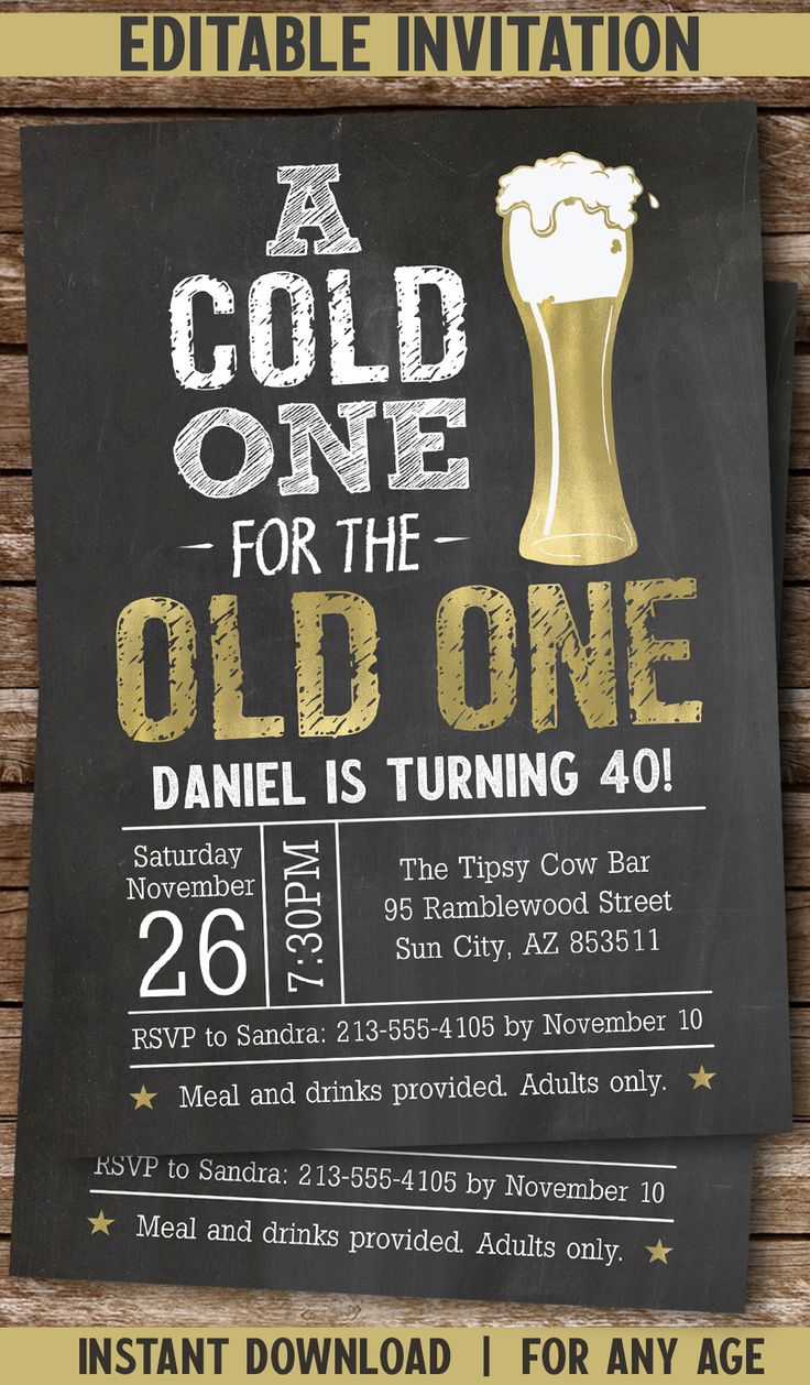 This "Cold One for the Old One" birthday invitation is a fun beer themed invite.
An instant download PDF - you can edit the details yourself, then print locally. 50th Birthday Party Ideas For Men, Trendy Invitations, Fishing Birthday Party, 70th Birthday Invitations, 60th Birthday Invitations, 40th Birthday Decorations, Beer Theme, 30th Birthday Invitations, Beer Birthday