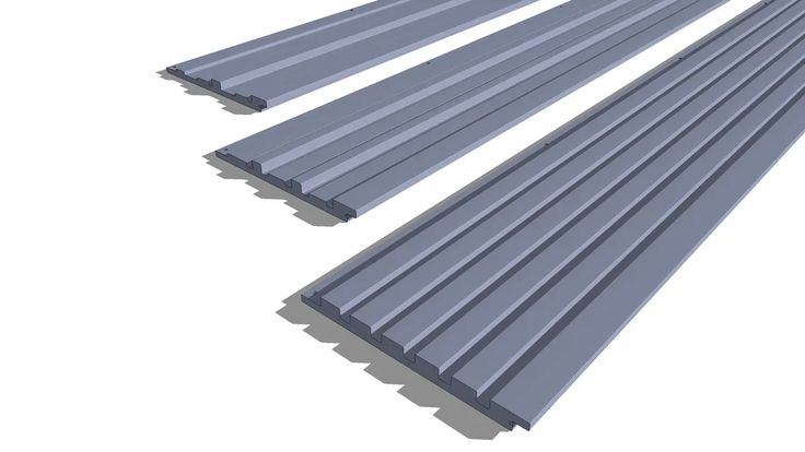 three different types of metal beams on a white background