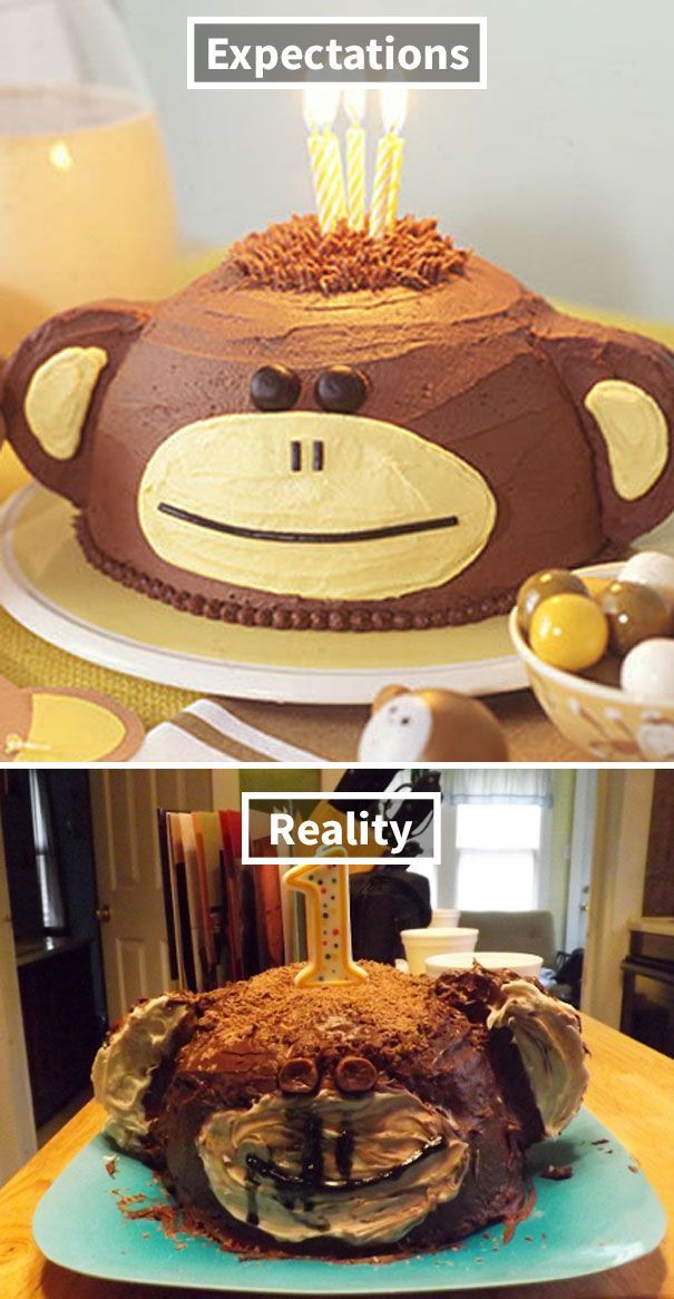 a cake that looks like a monkey face with candles on it and the words expectations expectations expectations expectations expectations expectations expectations expectations expectations expectations