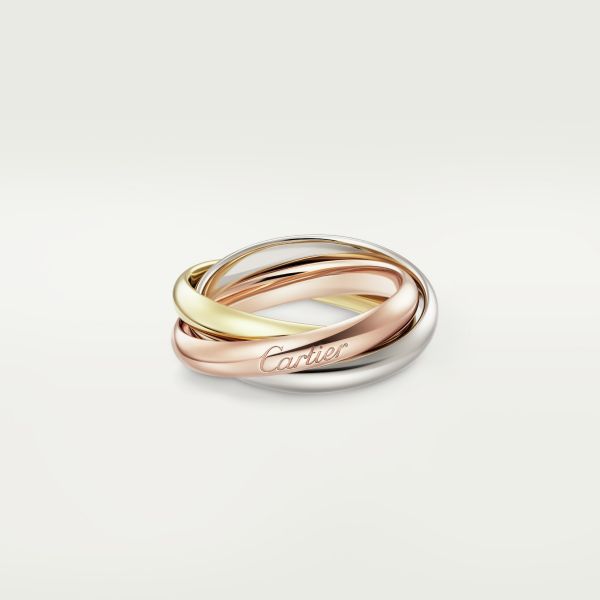 Cartier - Trinity ring - Ring Gold/White gold/Gold - Trinity ring, medium model, 18K white gold (750/1000), 18K rose gold (750/1000), 18K yellow gold (750/1000). Width of one ring: 3.2 mm (for size 52). Please note that the carat weight, number of stones and product dimensions will vary based on the size of the creation you order. For detailed information please contact us. Trinity Cartier, Gold Trinity Ring, Cartier Love Wedding Band, Trinity Bracelet, Cartier Love Ring, Trinity Ring, Timeless Jewelry, Elegant Ring, One Ring