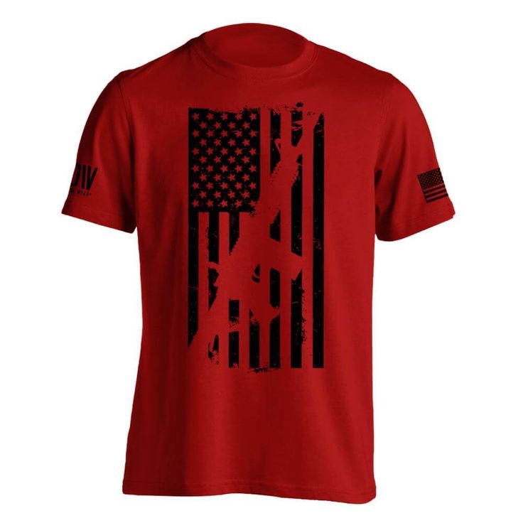 American Flag AR15 Rifle Men's T-Shirt - Dion Wear Patriotic Punch, Patriotic Tees, Handy Dandy, American Spirit, Fashion Revolution, American Pride, Hats For Sale, Crew Neck Shirt, Mens Graphic Tee