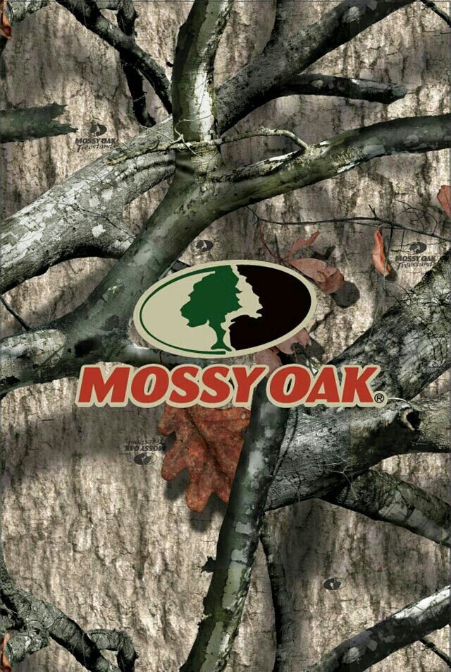 the mossy oak logo is shown on this camo background