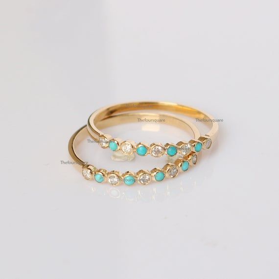 14K Gold Ring, Studded Ring, Dainty Wedding Ring, Gemstone Engagement Ring, Turquoise Ring For Her, Emerald Ring, Half Eternity Ring, Engagement Band RingProduct info:14k solid goldDiamond: SI-I ClarityDiamond: 0.30 ct, NaturalTurquoise: 0.27 ct, Natural Arizona*Price is for single ringRing Size 7Item will be resized and shipped within 10 days.ITEM Will BE SHIPPED : India Speed PostTo get the item in 4-5 days, we can also ship it thru DHL express, please contact us before.Please select your size Gold Turquoise Ring For Wedding, Fine Jewelry, Gold Turquoise Ring For Wedding, Elegant Turquoise Ring For Anniversary With Round Band, Elegant Turquoise Ring With Round Band For Anniversary, Elegant Turquoise Ring For Anniversary, Turquoise Diamond Promise Ring, Gold Diamond Turquoise Ring, Stackable Turquoise Rings For Wedding, Stackable Turquoise Ring For Anniversary