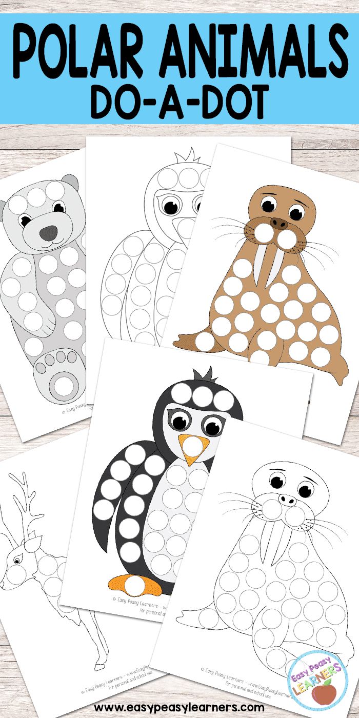 printable polar animals do - a - dot activity for kids to practice their skills