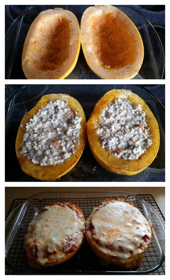 four different views of food being cooked in the oven