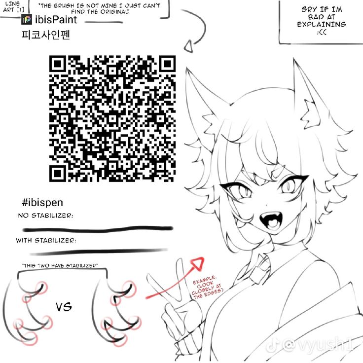 an anime character has been drawn with the qr code