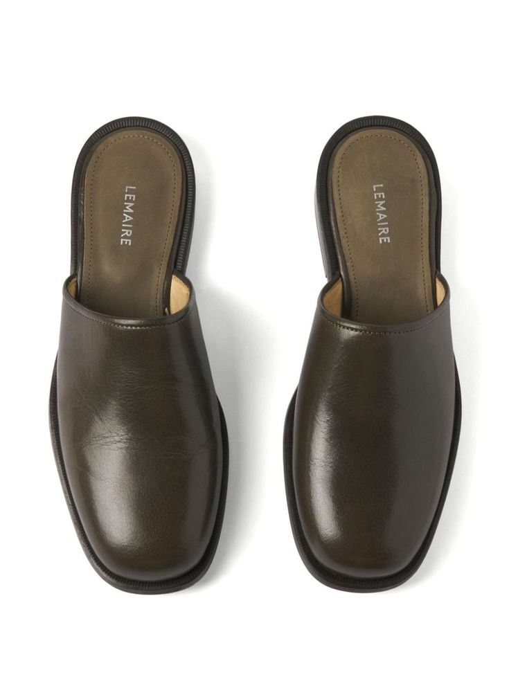 Find LEMAIRE Square-toe Leather Mules on Editorialist. brown calf leather square toe slip-on style branded insole flat sole Brown Calf Leather Slip-on Mules, Elegant Slip-on Mules With Stitched Sole, Brown Square Toe Mules With Branded Heel, Classic Slip-ons With Square Toe And Rubber Sole, Brown Calf Leather Slip-ons With Leather Sole, Classic Mules With Stitched Sole And Plain Toe, Brown Calf Leather Slip-ons With Leather Lining, Plain Toe Mules With Leather Sole For Work, Calf Leather Slip-on Mules