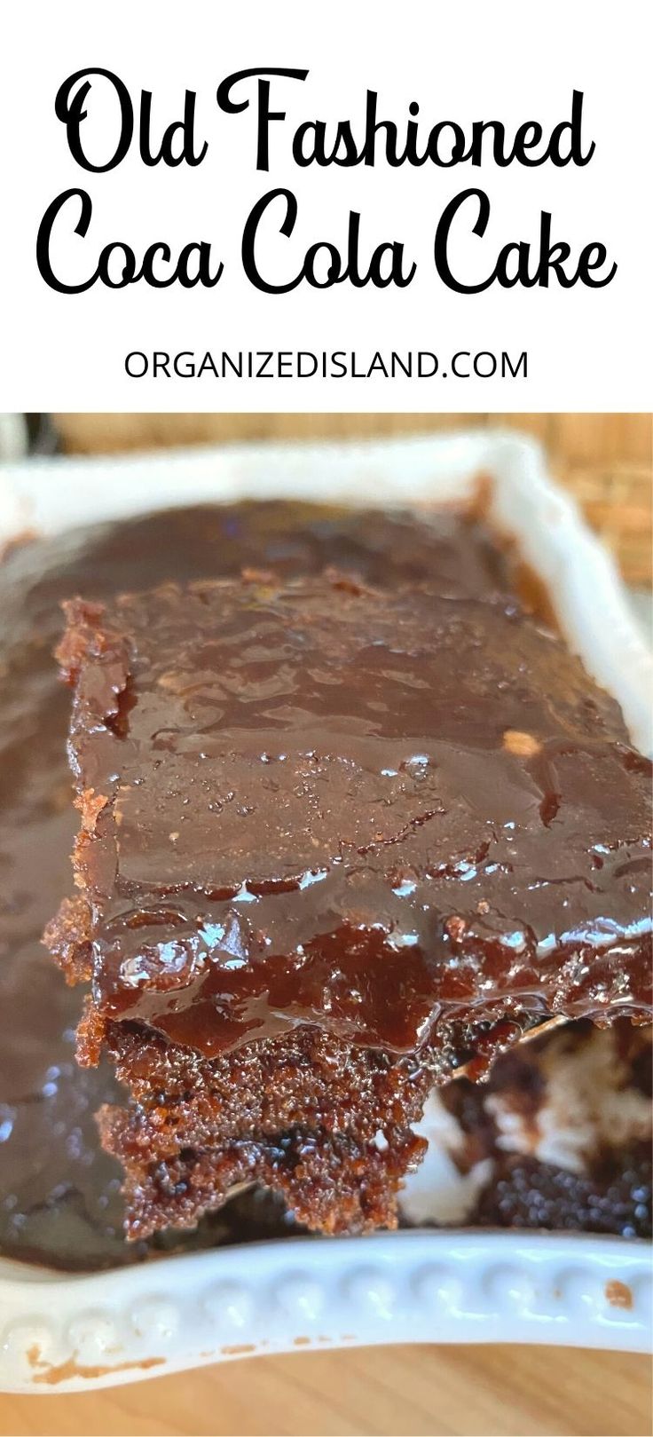 an old fashioned coca cola cake with chocolate frosting on top and the words, old fashioned