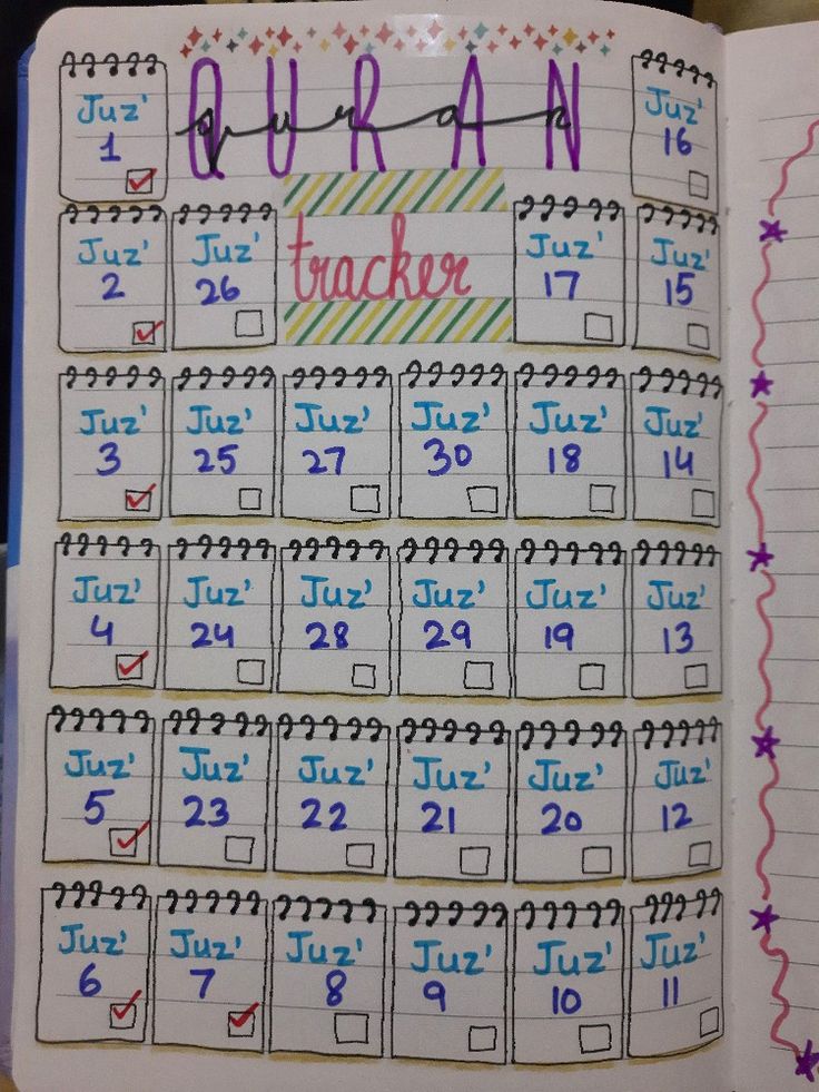 an open planner with the words quarann tracker written on it and colorful stars