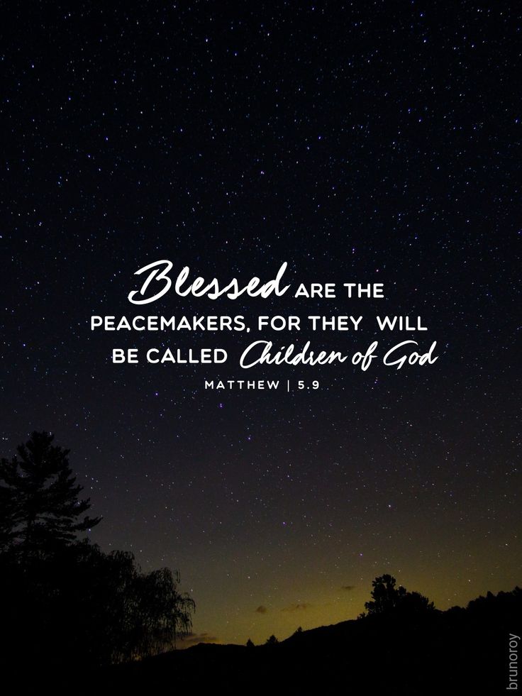 a night sky with stars and the words, jesus are the peacemakers for they will be