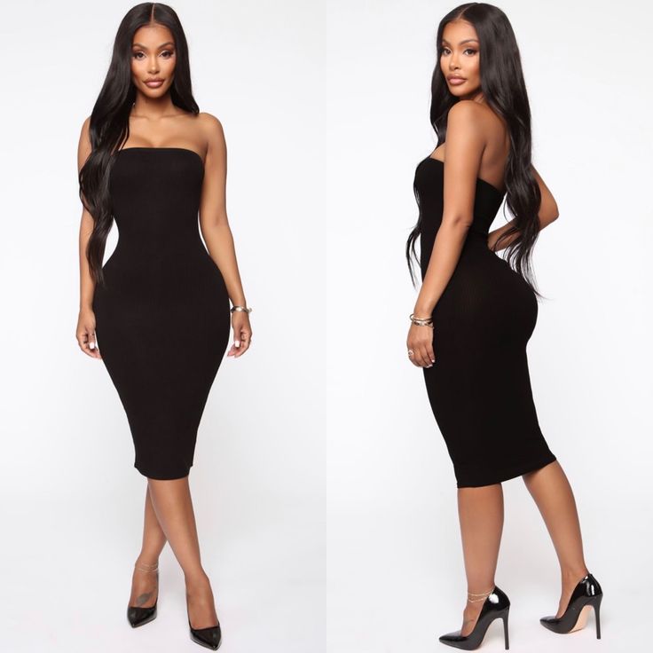 Simple But Sexy Strapless Bodycon Tube Dress. Long And Backless. This Dress Hugs All Body Types To Fit Perfectly All Around. Best Seller! Material: Cotton Blend Elegant Club Tube Top With Built-in Bra, Strapless Bodycon Dress With Built-in Bra For Night Out, Flirty Bandeau Bodycon Dress For Date Night, Chic Bodycon Tube Top For Night Out, Black Strapless Bandeau Dress For Club, Bodycon Strapless Tube Top For Date Night, Black Stretch Bandeau Bodycon Dress, Strapless Bodycon Tube Top For Date Night, Flirty Bodycon Tube Top For Night Out